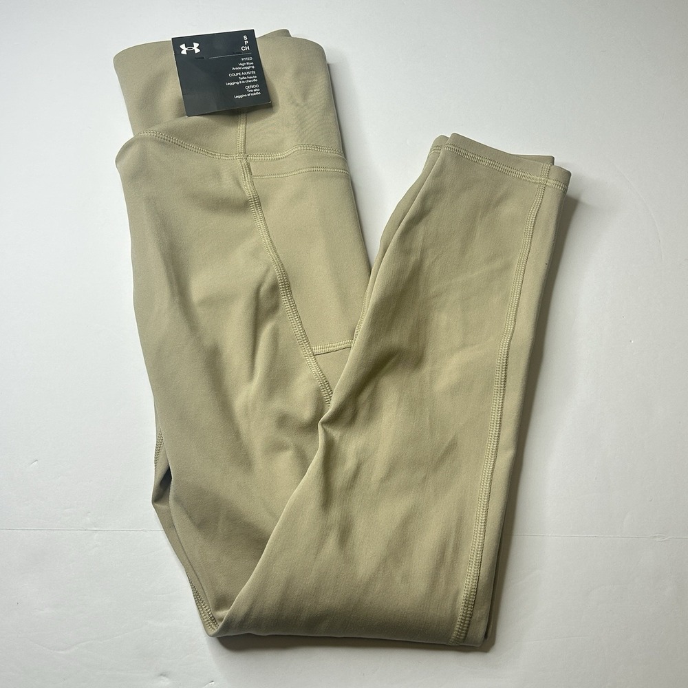NWT Under Armour Women's UA Movement Leggings Crop 23" Size S Beige Athletic
